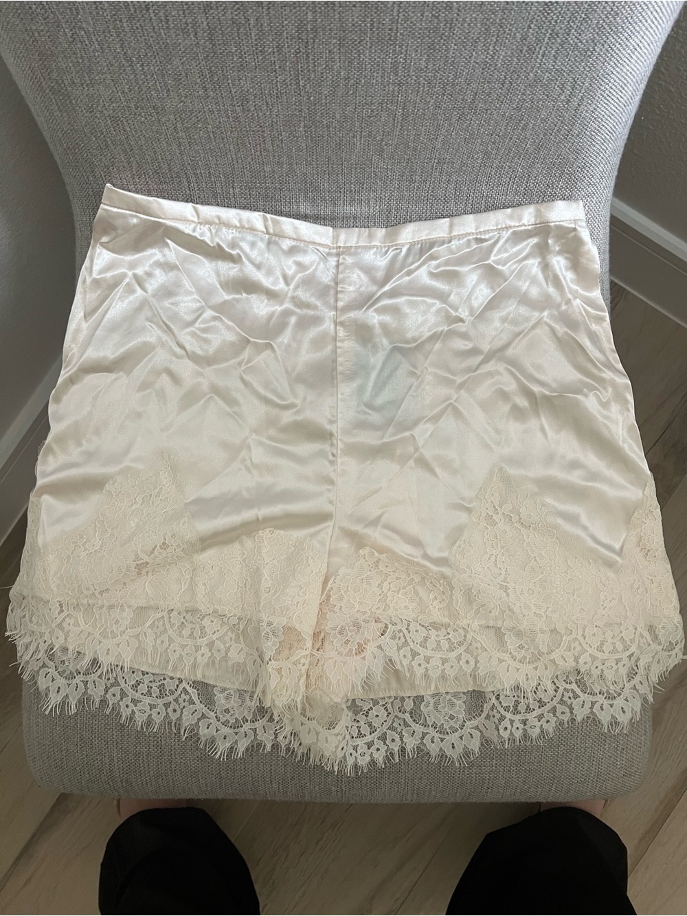 Marshalls Cream Satin Lace-Trim Women's Shorts
